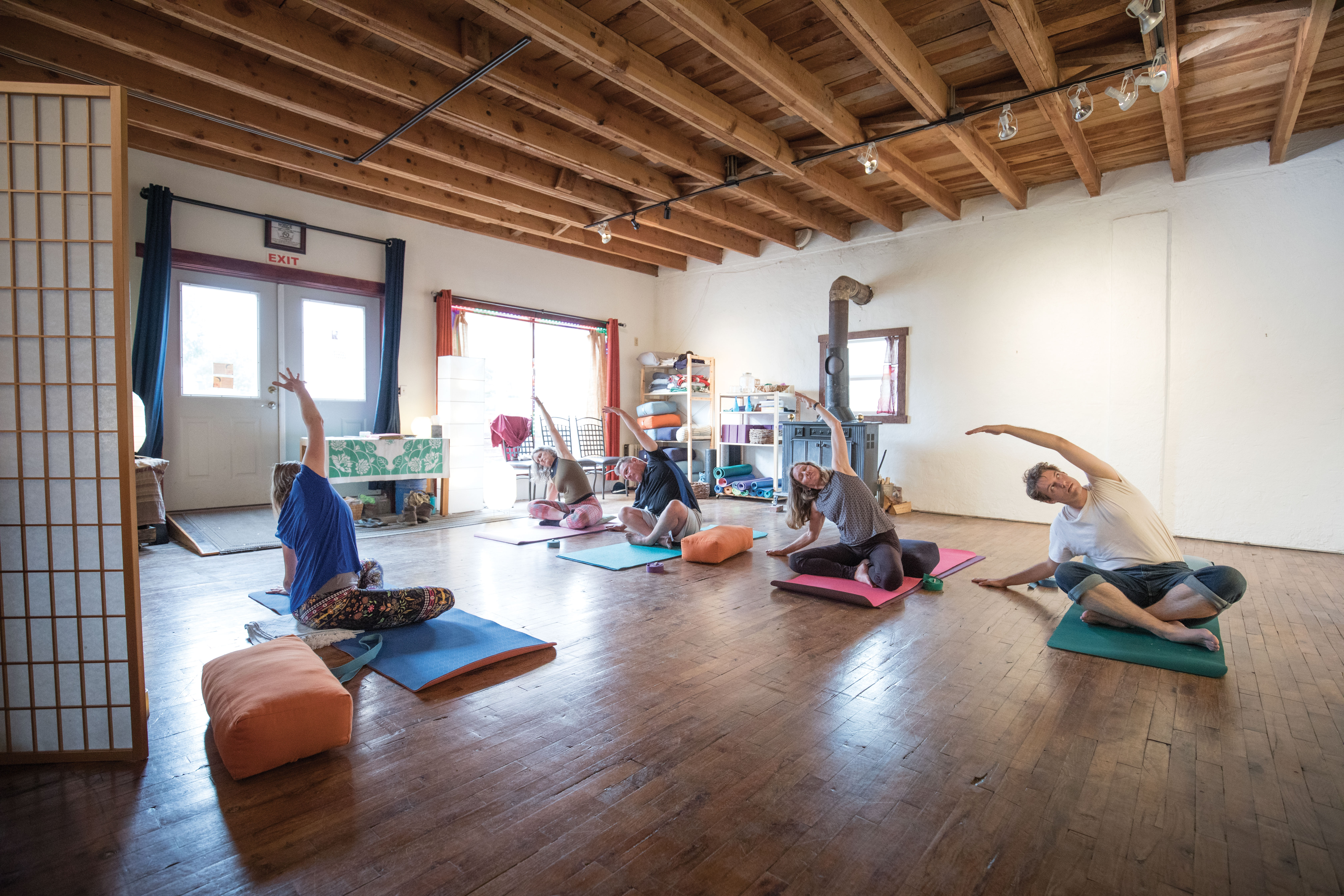 Gaea McGahee teaches a yoga class at La Sala
