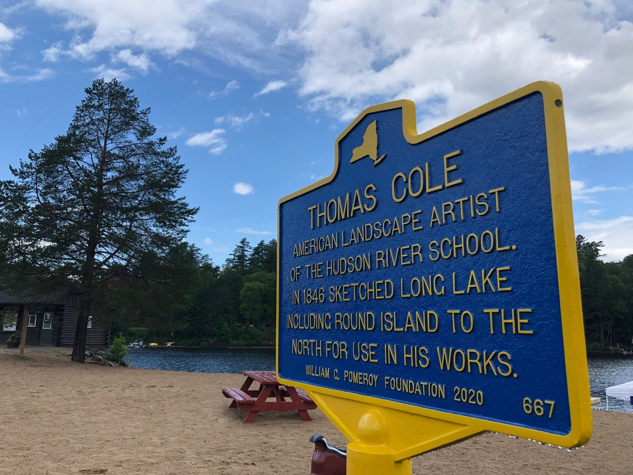 Thomas Cole - Long Lake Historic Marker