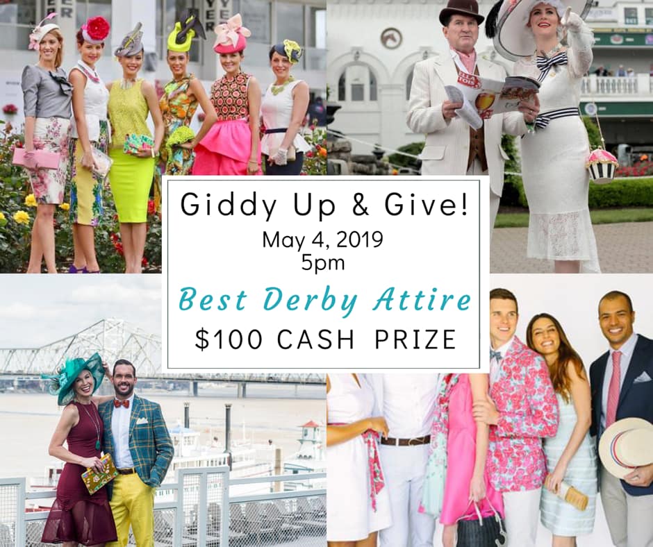 event poster for giddy up and give derby party in fort thomas ky