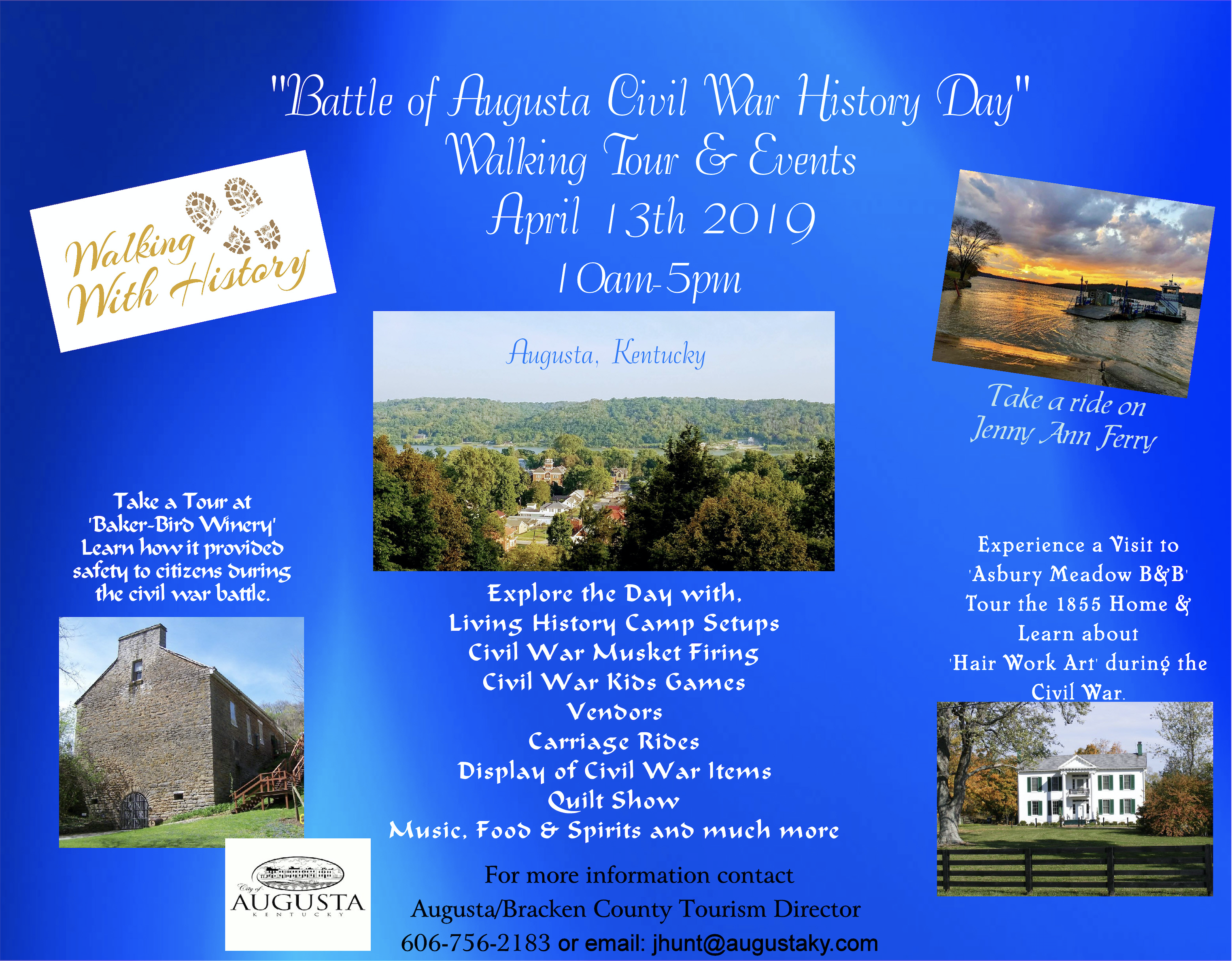 poster of events with photos and text about augusta kentucky civil war day battle of augusta celebration