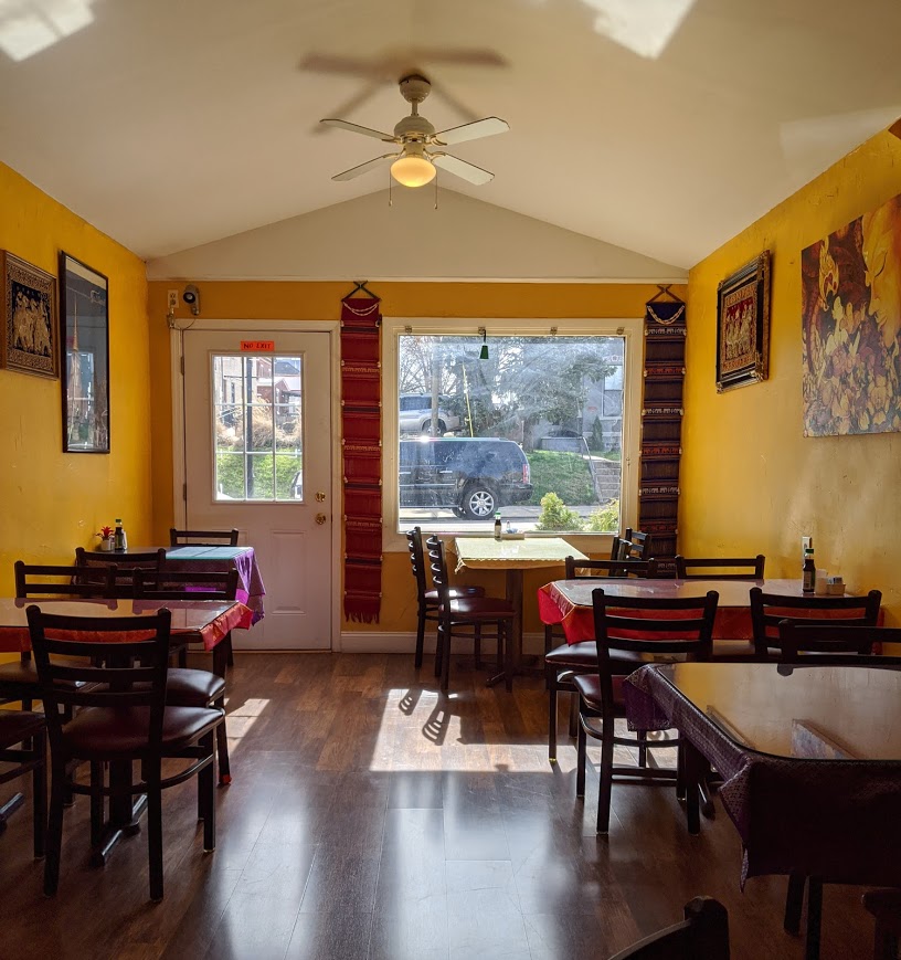 interior shot of tables at siam orchid thai restaurant in bellevue kentucky