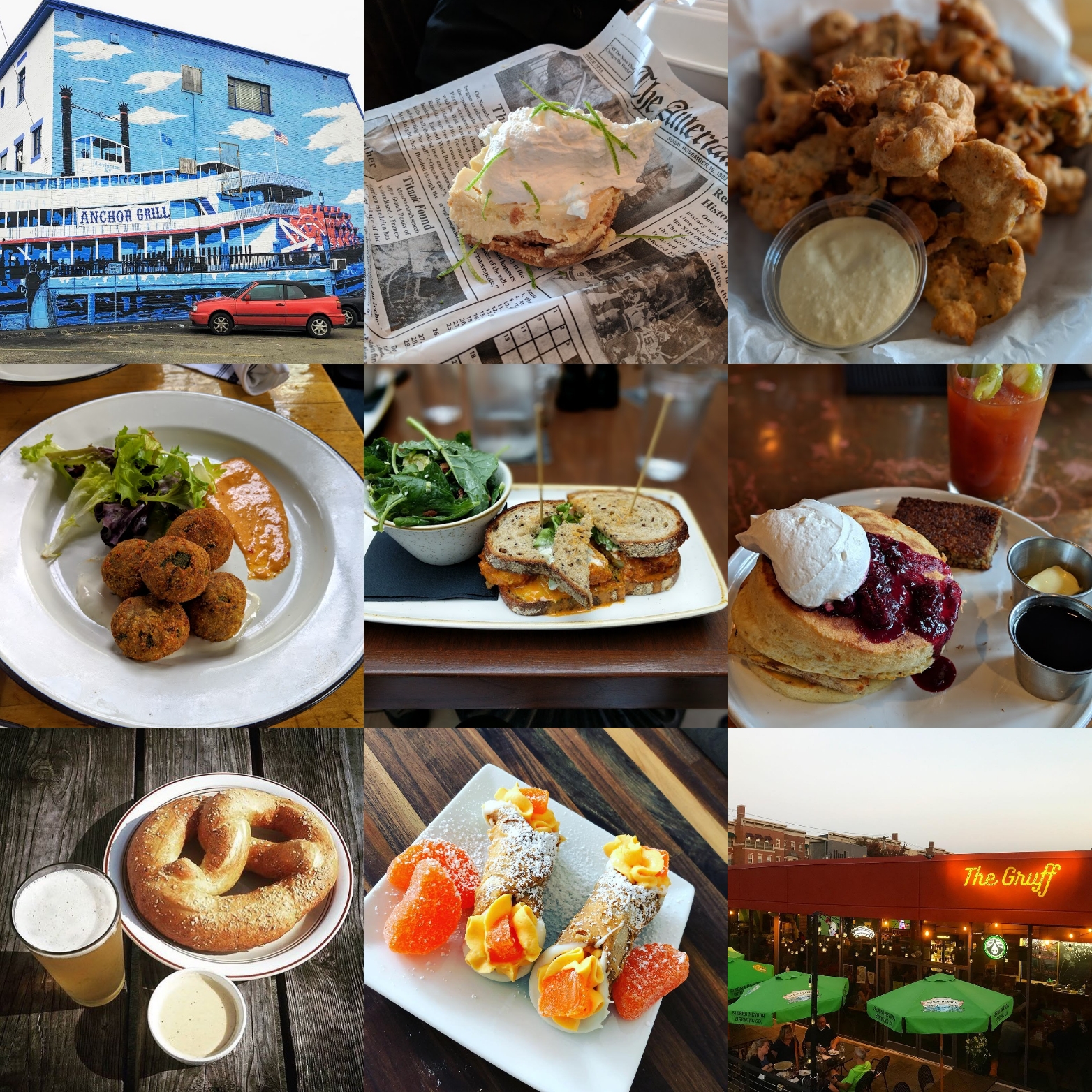 A collage of the 9 restaurants named in Covington, KY, making it the Best Restaurant City in America