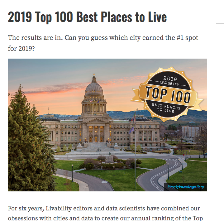 2019 Top 100 Best Places to Live