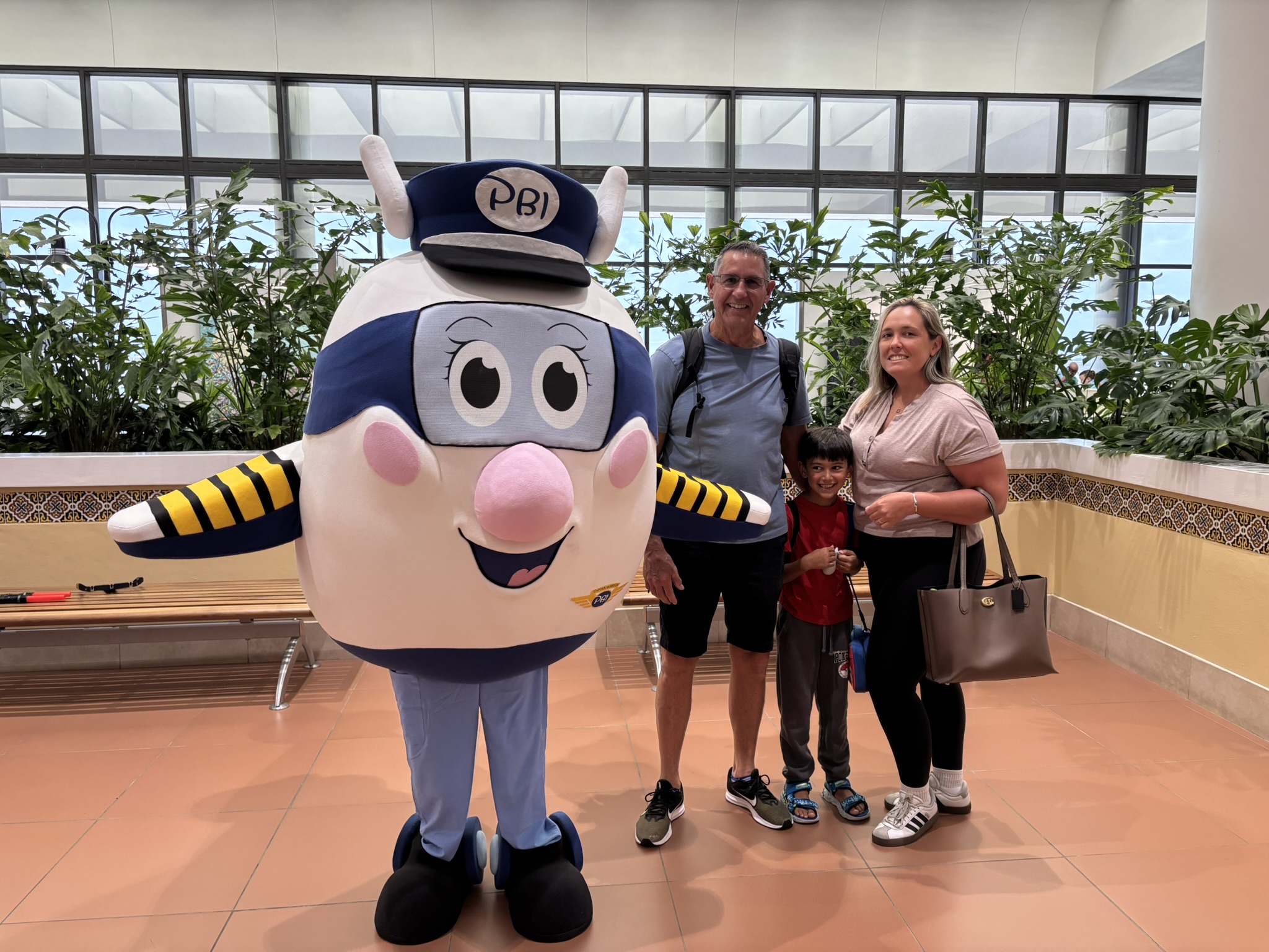 Airport exterior at sunset