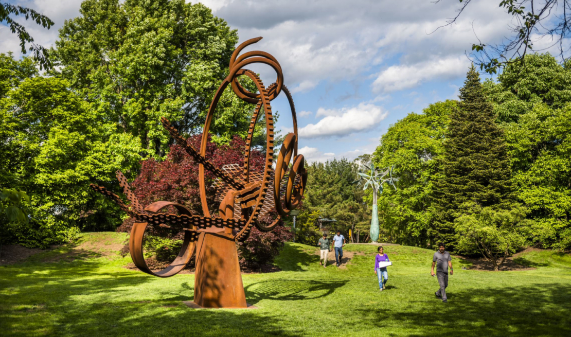 A large circular sculpture at Grounds for Sculpture in Hamilton, NJ.