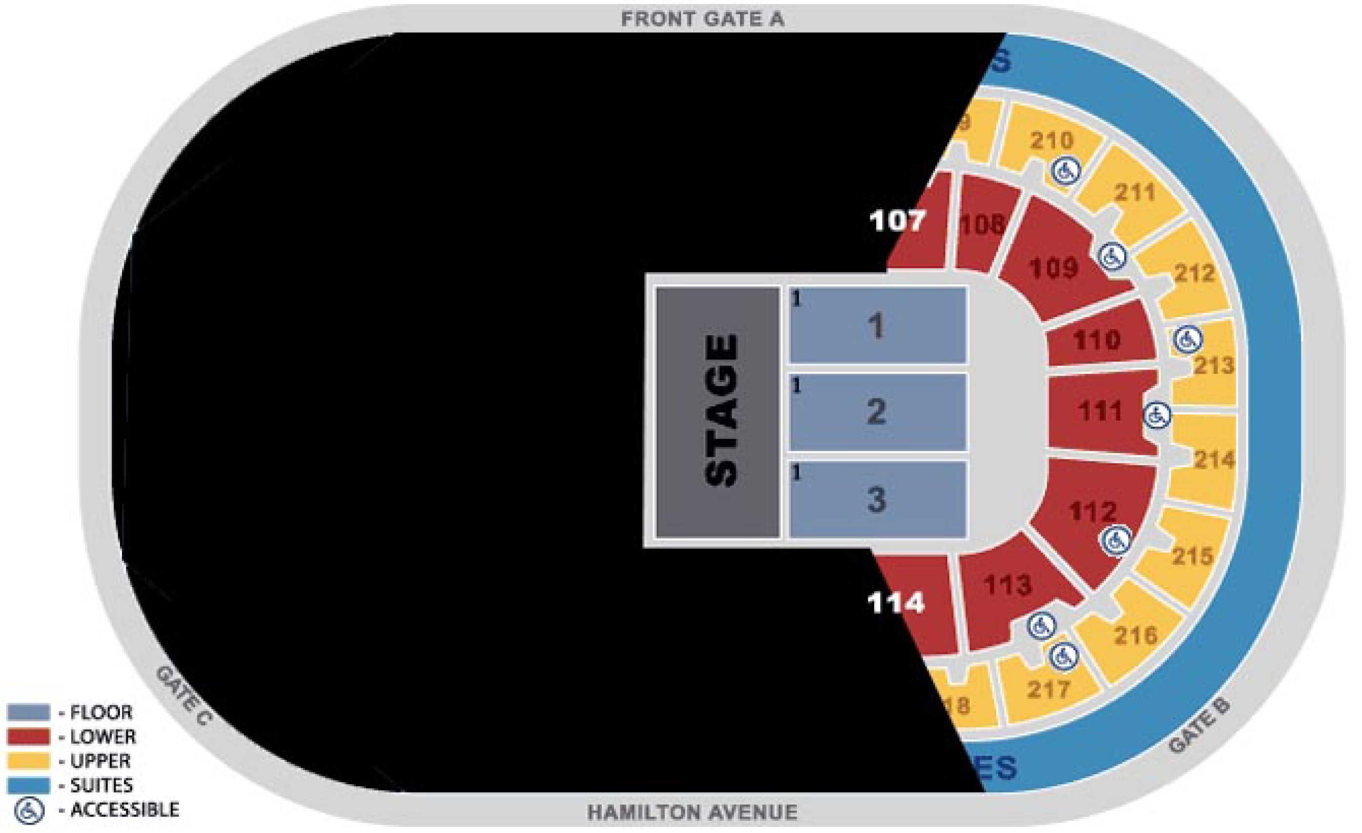 CURE Arena Seating Plan Limited Concert