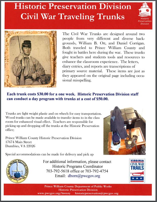 Flyer for Historic Preservation Civil War Traveling Trunk