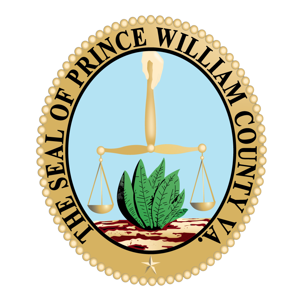 The Seal of Prince William County VA, a gold scale above a green plant