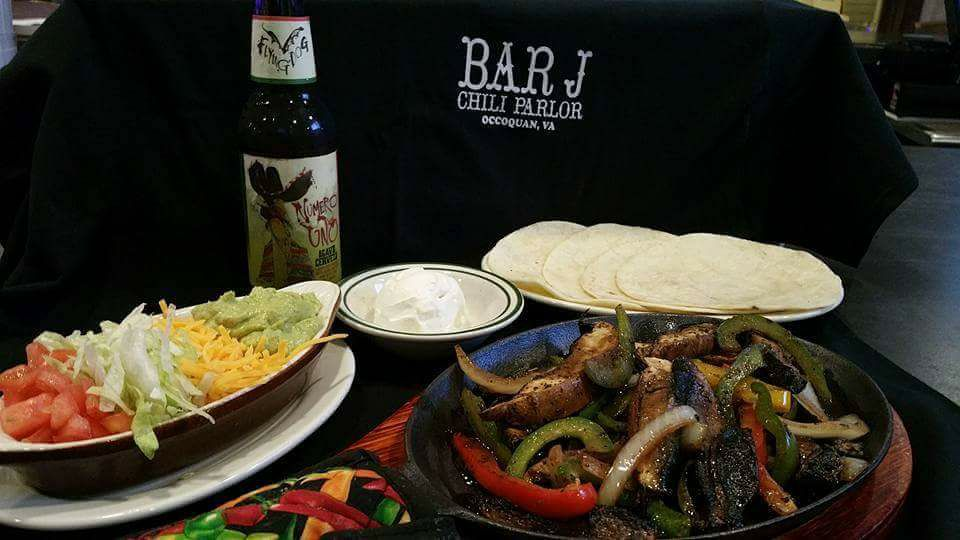 Bar J Chili Parlor Fajitas, beer and a tshirt