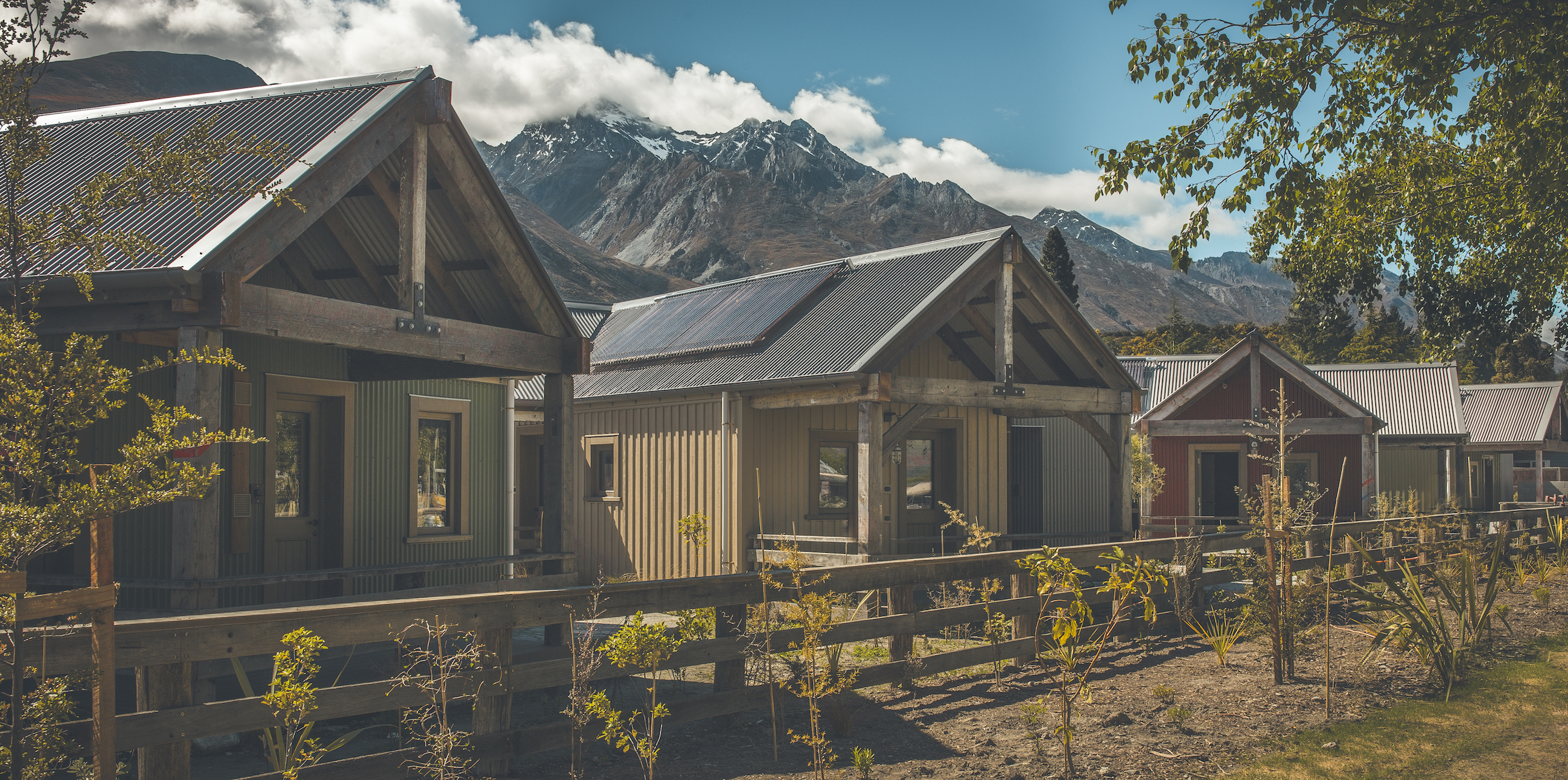 Camp Glenorchy's welcoming cabin exterior