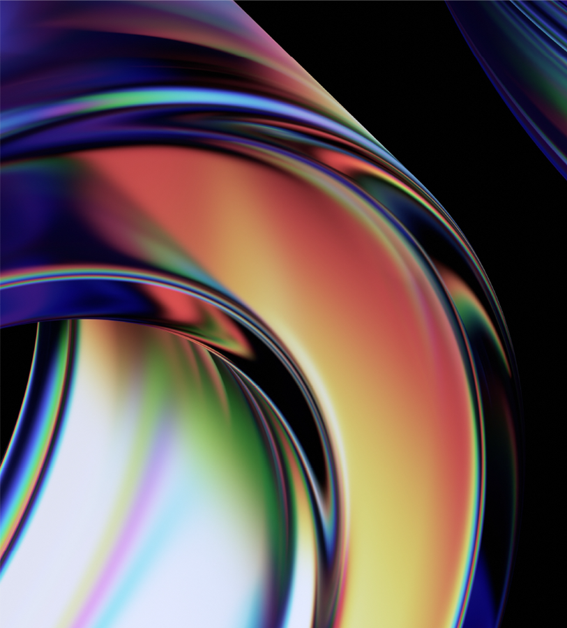 Abstract image of metallic rainbow colored rings