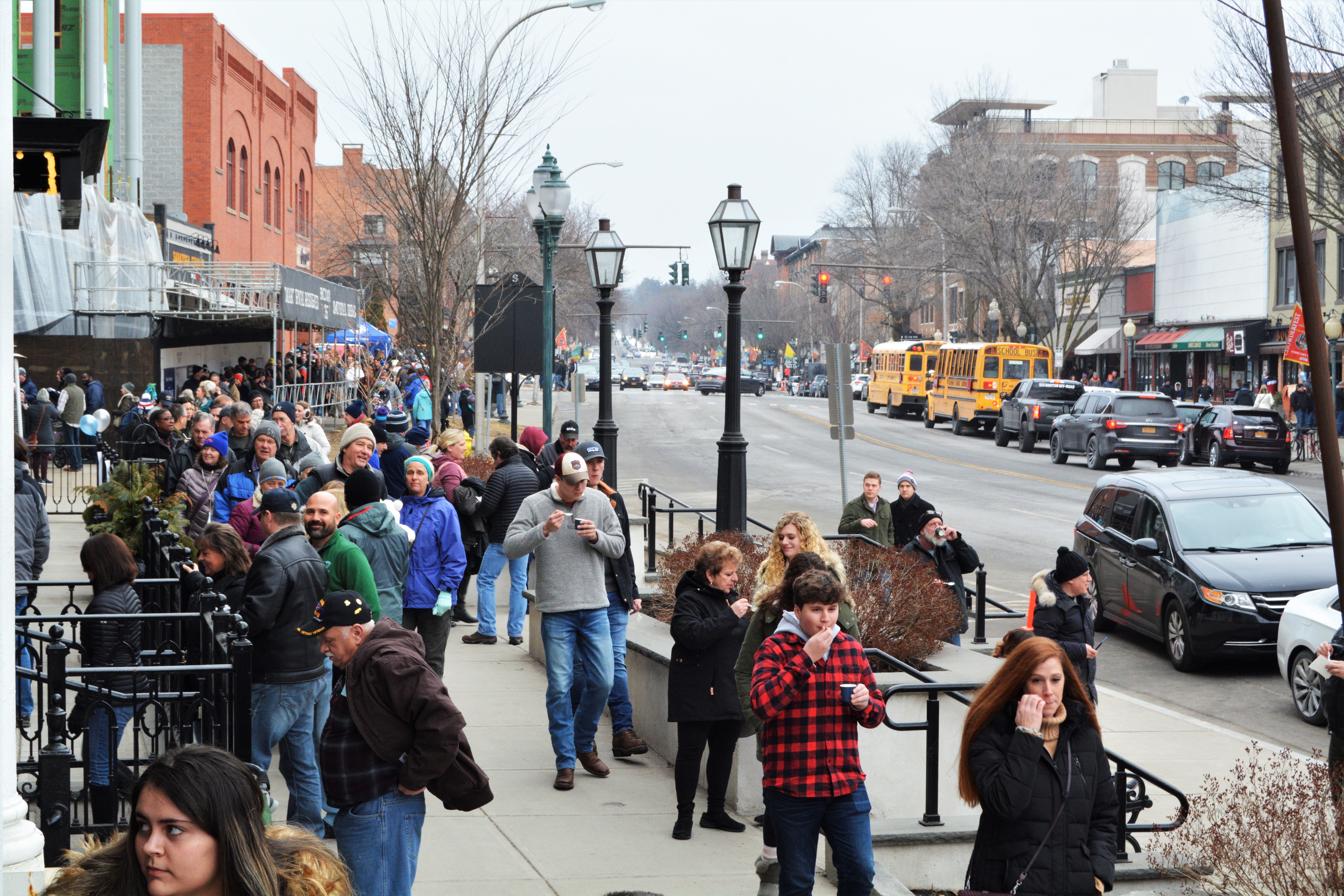 Street scene of crowd