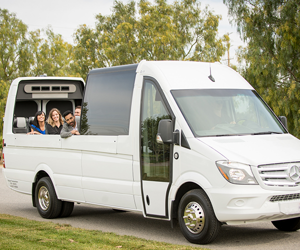 Convertible Mercedes Tour Bus With Group