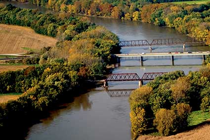 Wabash River bridges aerial