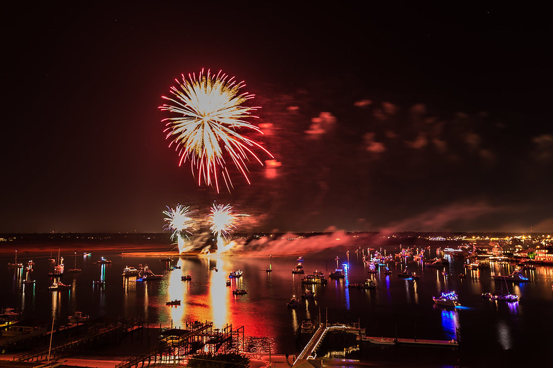 NC Holiday Flotilla fireworks show on the water