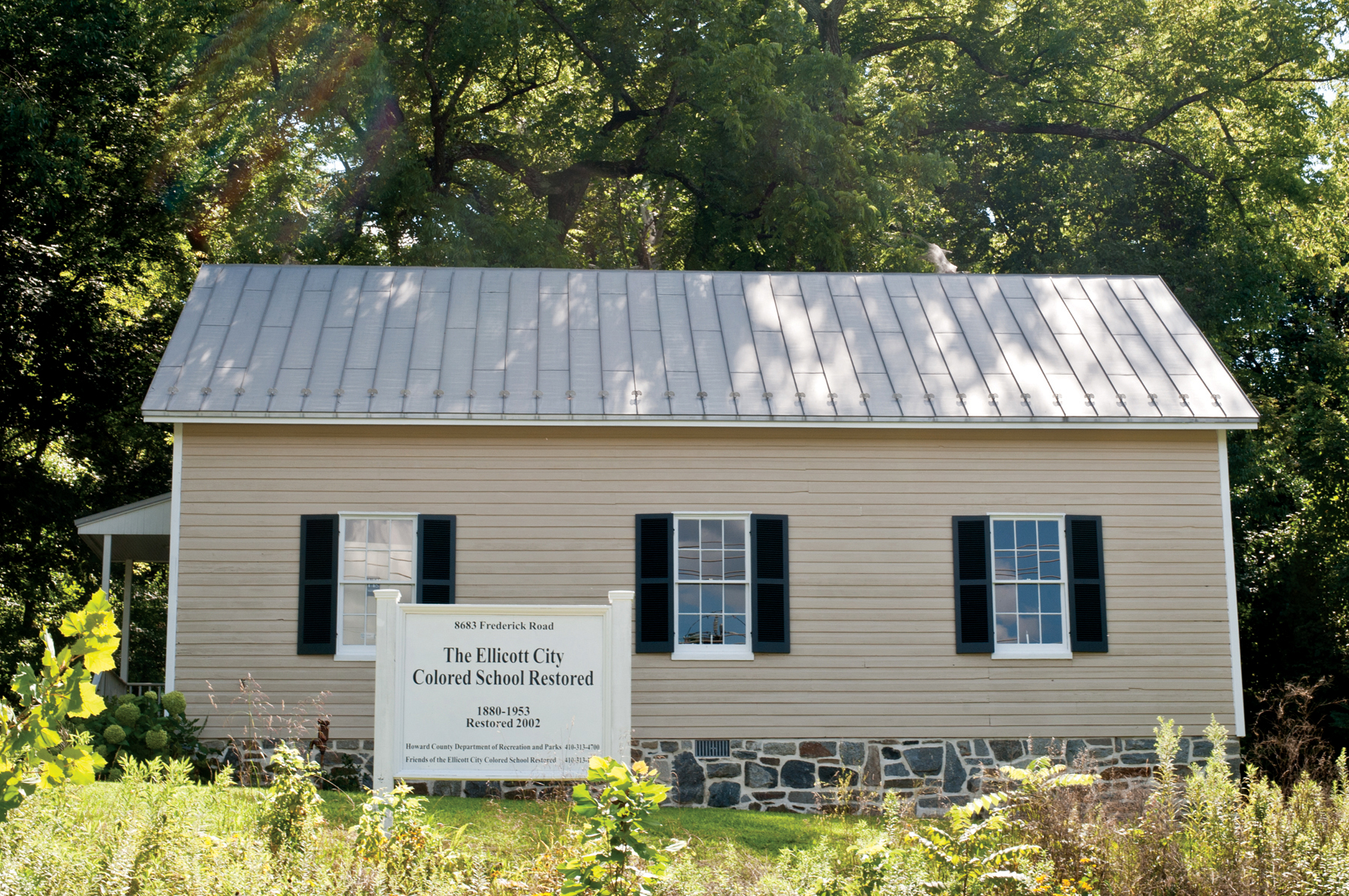 The restored Howard County Colored School building.