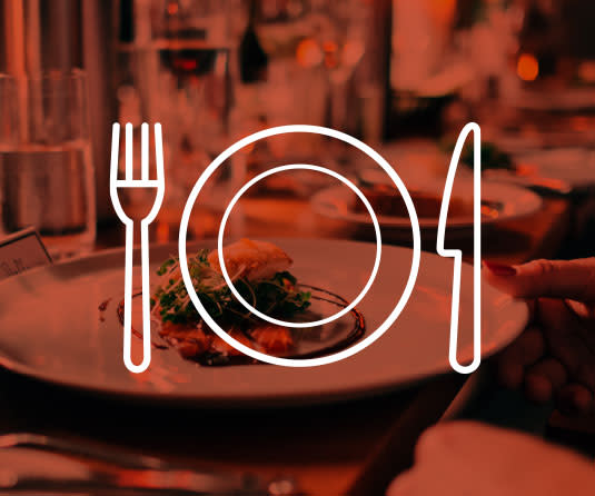 The orange and white dining icon.