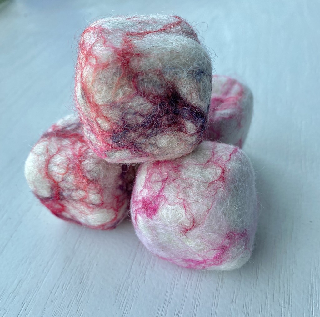 A colorful example of a loofah made at Clover Brooke Farm in Hyde Park