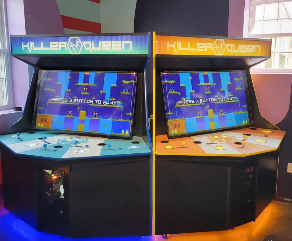 Killer Queen video game console at Happy Valley Arcade Bar in Beacon
