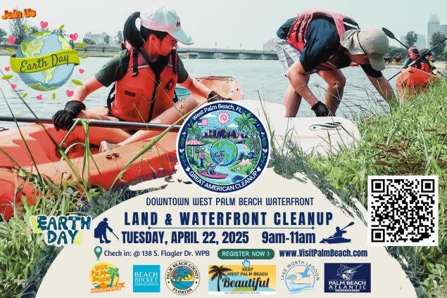 Foto von der „Great American Cleanup“-Aktion zum Tag der Erde entlang der Uferpromenade in der Innenstadt von West Palm Beach