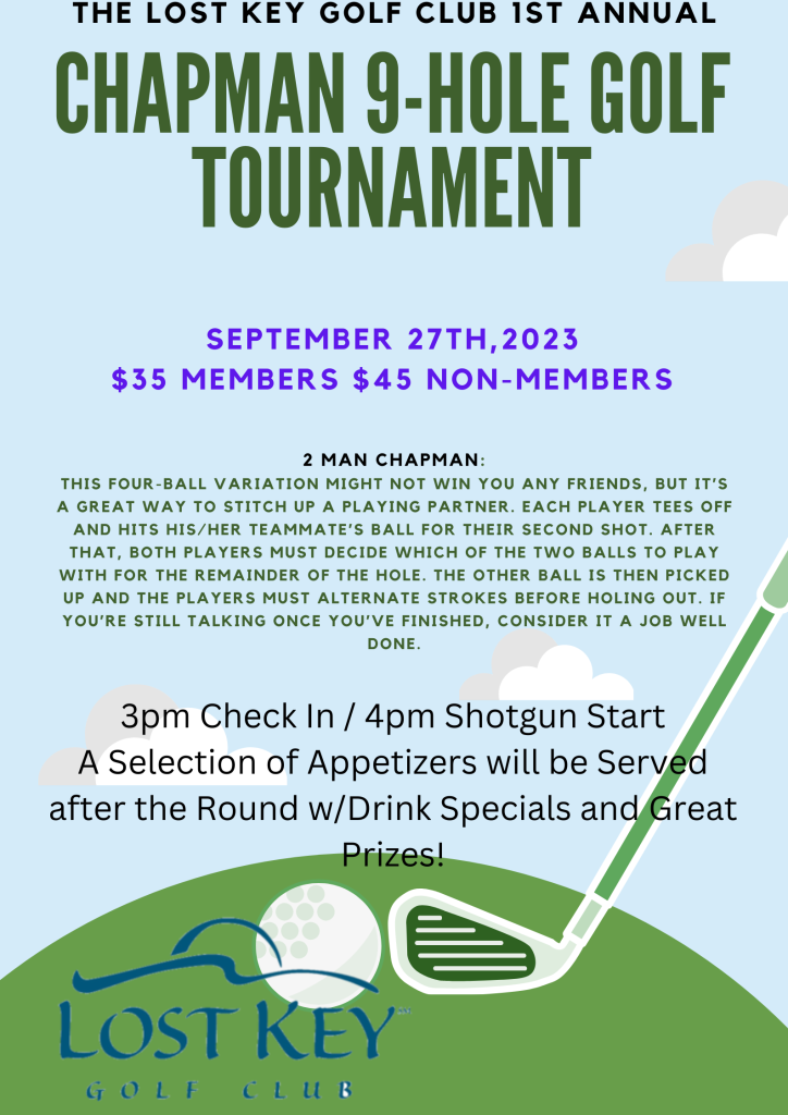 2 Person Chapman 9 Hole Tournament
