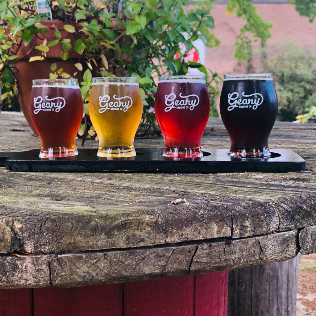 Flight of Beer. Photo Credit: Geary Brewing Company