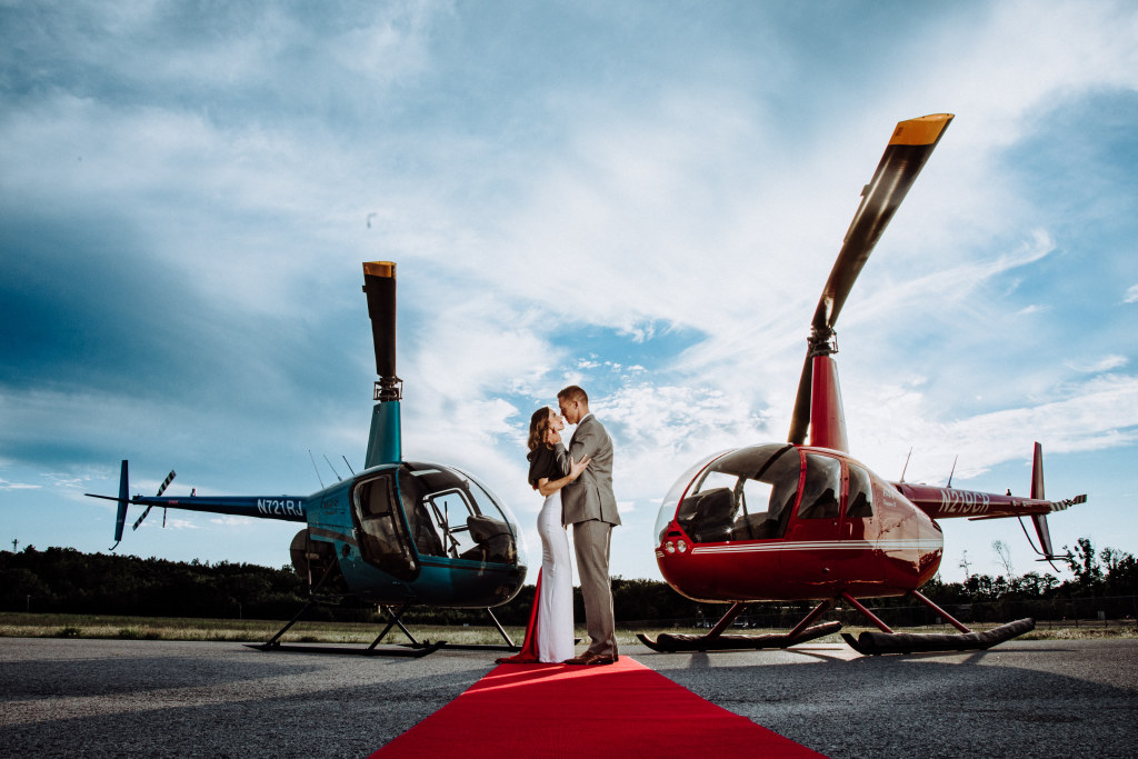 Wedding Couple. Photo Credit: Pine Tree Helicopters / Vava Zadi Designs