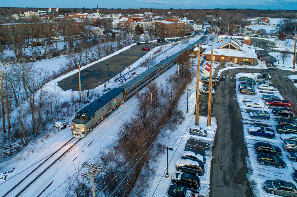 Train in Saco. Photo Credit: Northern New England Passenger Rail Authority