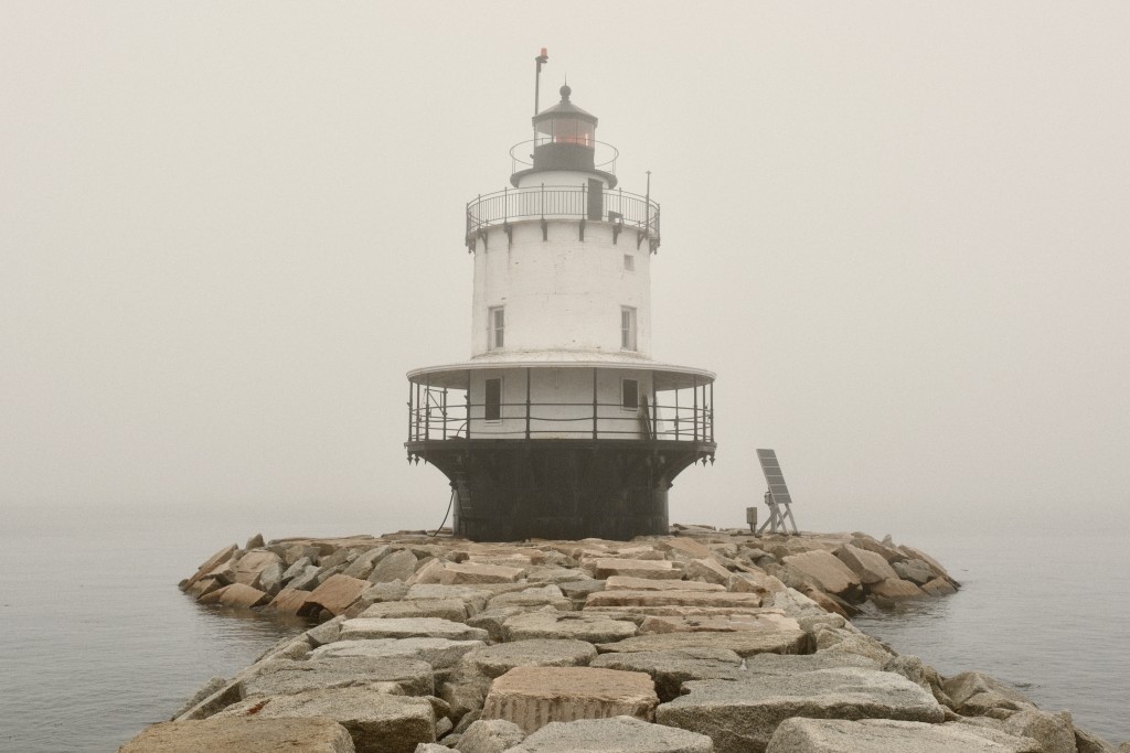 Foggy Day at Spring Point Ledge Light. Photo Credit: Burbank Photography