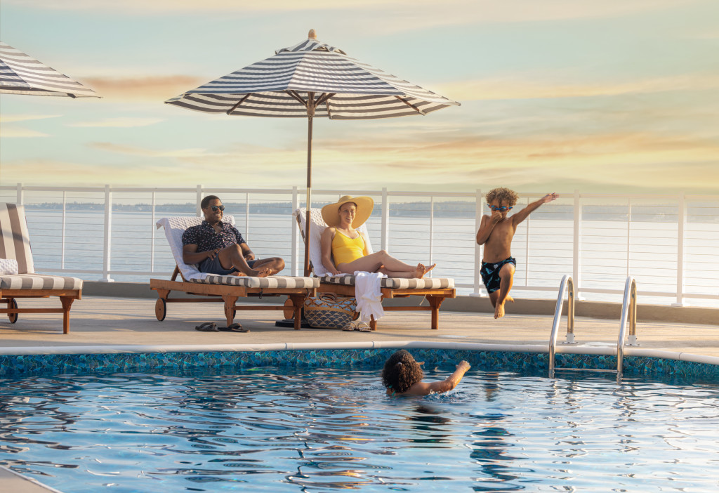 Family at Pool. Photo Credit: Spruce Point Inn Resort & Spa