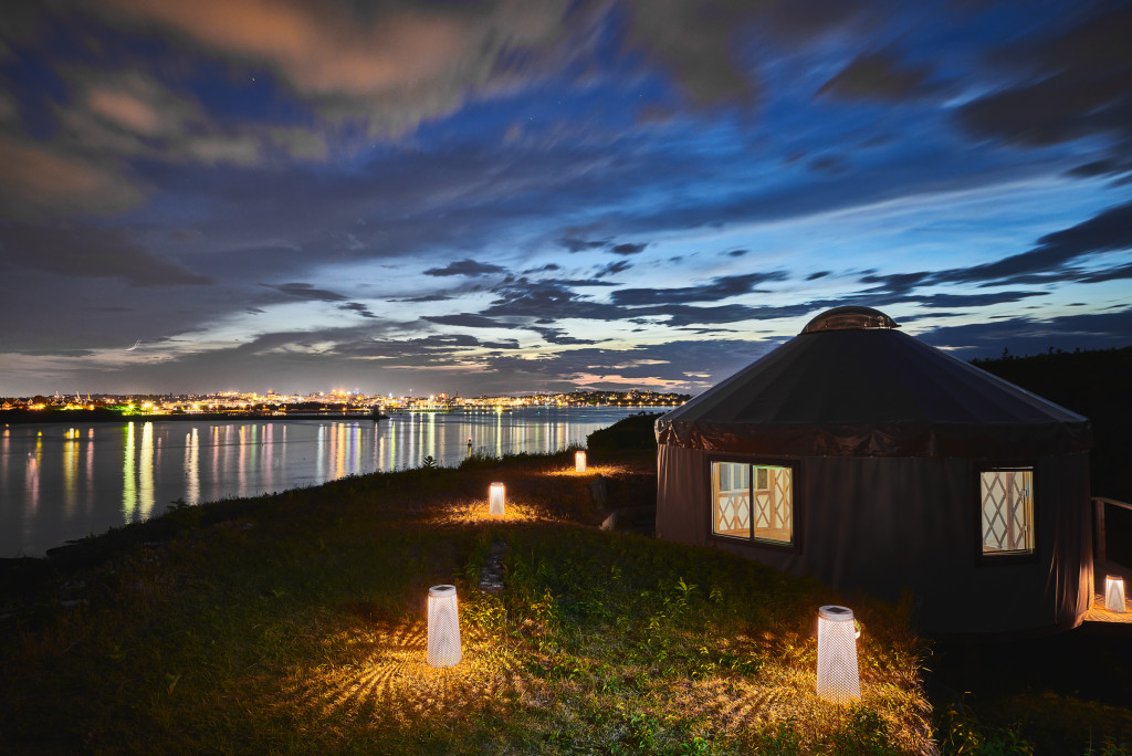 Yurt at Night facing Portland. Photo Credit: Jared McKenna