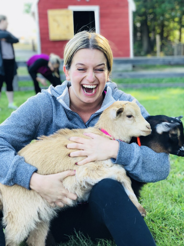 Goat Yoga. Photo Credit: Ashley Flowers Yoga
