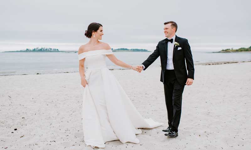 Wedding Couple on Beach. Photo Provided by Inn by the Sea