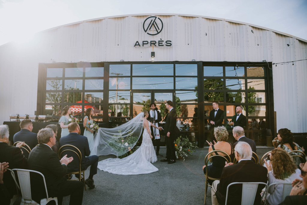 Wedding Ceremony on Front Patio. Photo Credit: Delaney Levesque