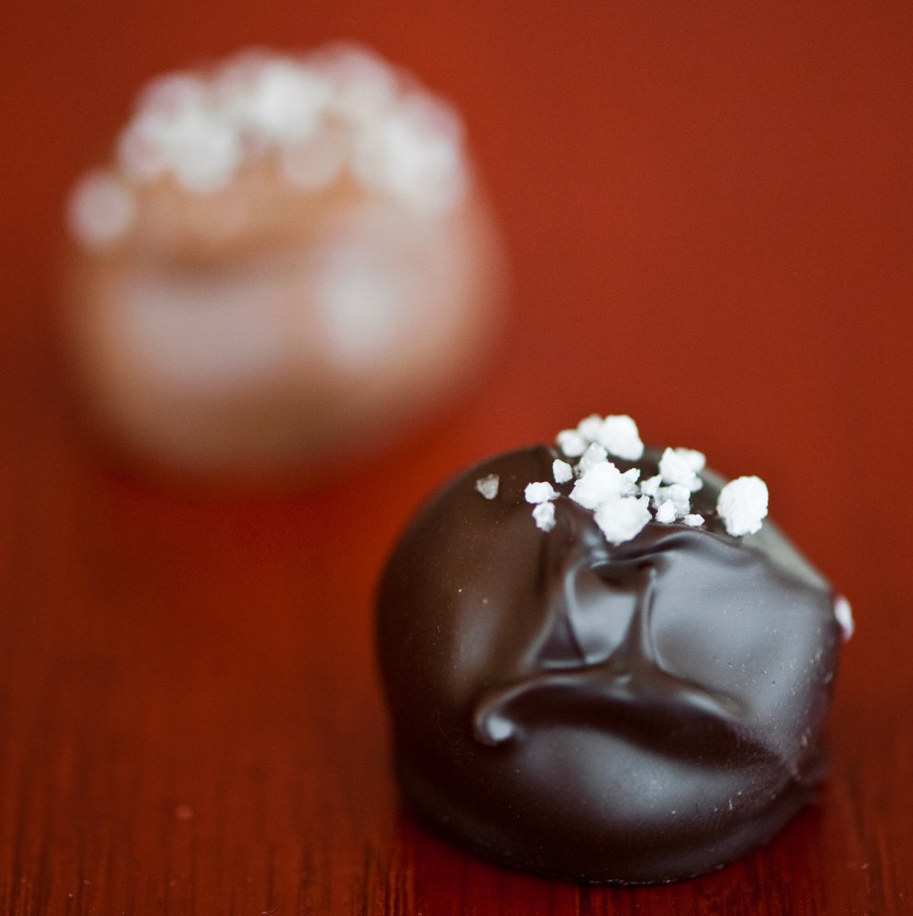 Maine sea salt caramels, in dark & milk chocolate. Photo Credit: Melissa Mullen Photography