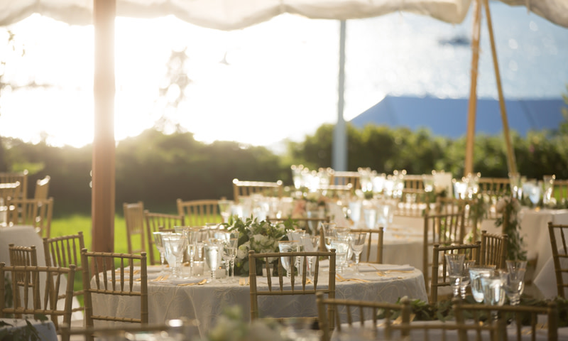 Event Setup under Tent. Photo Credit: Chebeague Island Inn
