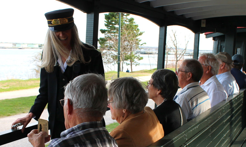 Aboard Train. Photo Credit: Maine Narrow Gauge Railroad