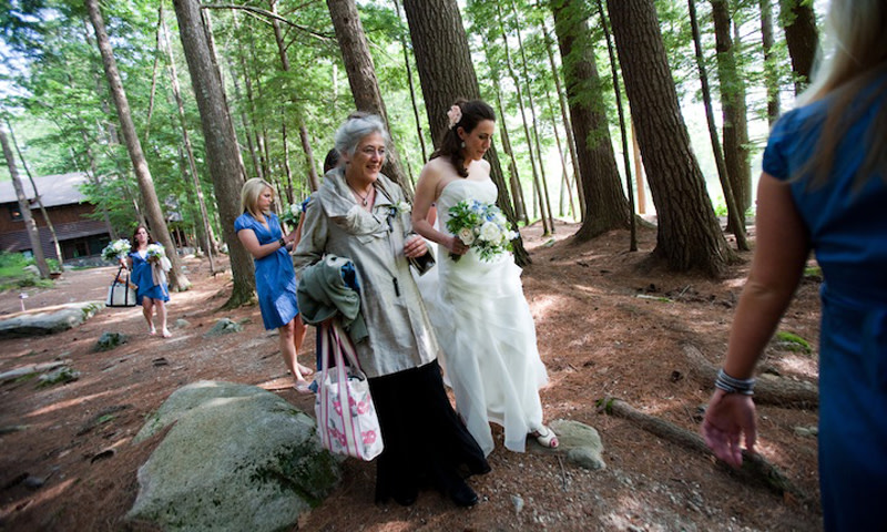 Walking to Ceremony. Photo Credit: Migis Lodge on Sebago Lake