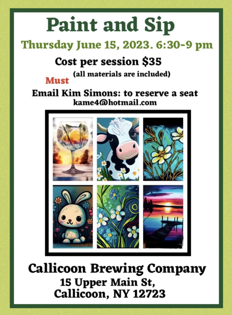 SIp n Paint with Kim Simons upstairs at Callicoon Brewing SIp n Paint with Kim Simons upstairs at Callicoon Brewing