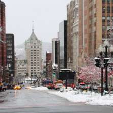 Downtown Albany in snow