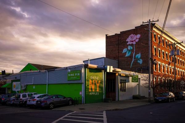 Nine Pin Cider at sunset