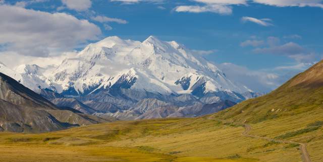Denali mountain view from inside the national park