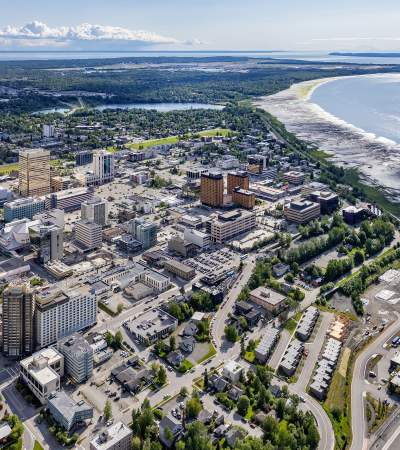 Aerial shot of Anchorage
