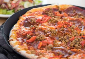 A Meat Lover's Pizza from Fat Ptarmigan