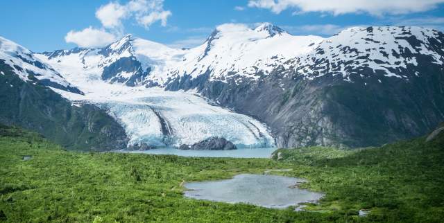 A scenic view of Portage Glacier from the Portage Pass Trail