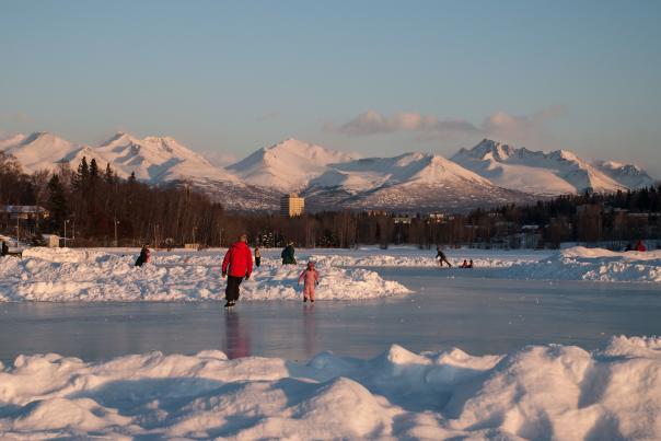 Anchorage ice skating at Westchester Lagoon