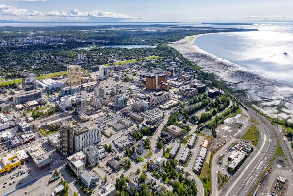 Aerial shot of Anchorage