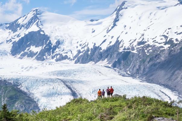 Portage Glacier view from Portage Pass Hiking Trail. Portage is one of 60 glaciers within 50 miles of Anchorage, Alaska.