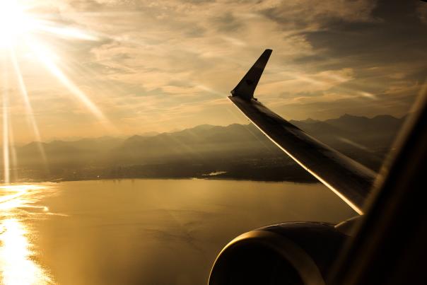 Sunset view from airplane