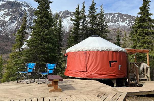 Yurt camping in Chugach State Park.
